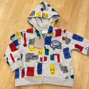 Brand new Zara 9-12m hooded zip up sweatshirt jacket. BNWT.